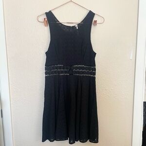 Free People Daisy Chain Black Lace Fit & Flare Dress Boho Size 8